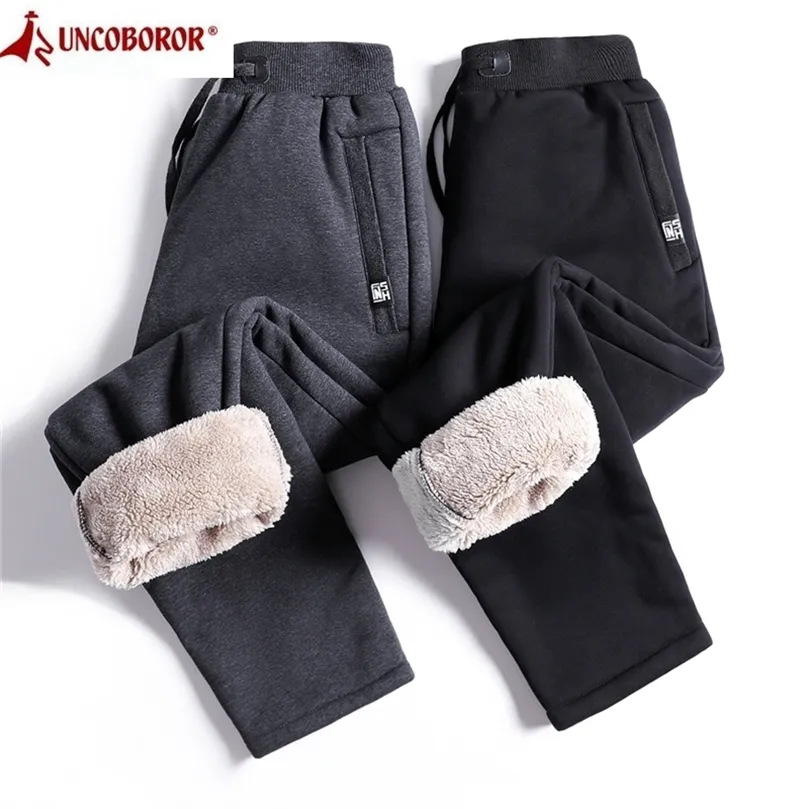 Calça de jogging de lã de inverno calças de corrida de homens casuais slim fit