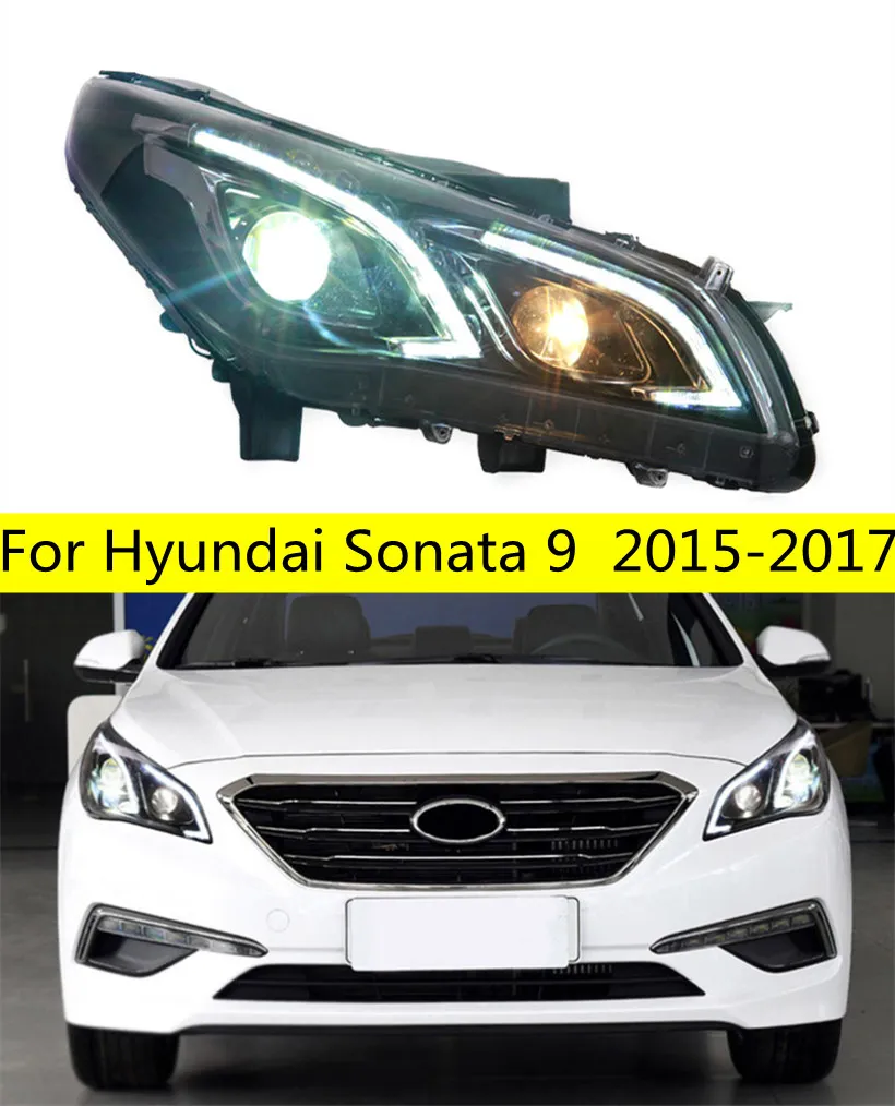 Fari anteriori automatici per Sonata 9 Faro a LED 20 15-17 Hyundai DRL Indicatori di direzione Abbaglianti Angel Eye LED Luce diurna