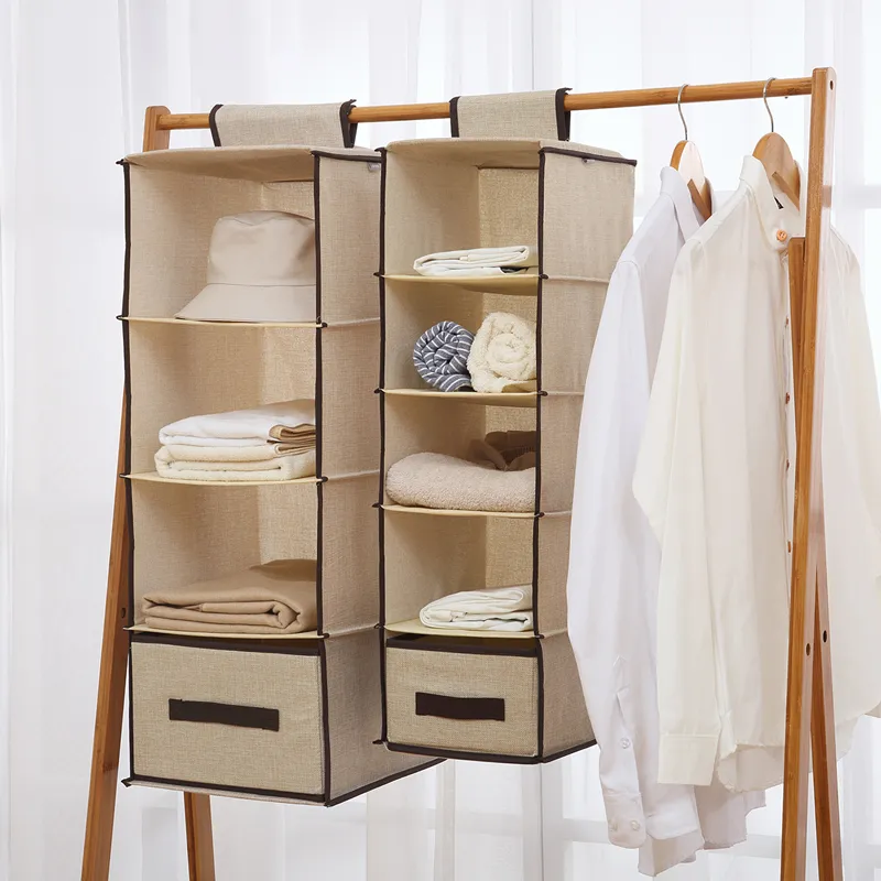 Organizador ropa colgante tela beige