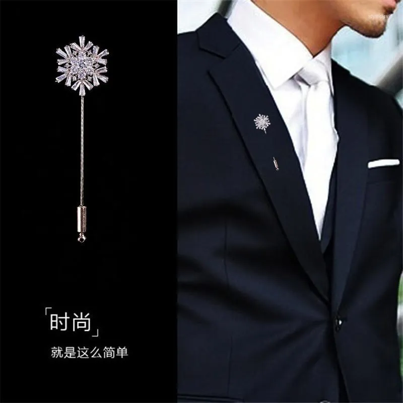 Pins Brooches Wukaka High Quality Snowflake Zircon Brooch Man Party Jewelry Men Suit Pin Gifts 2022 Roya22