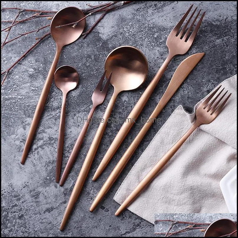 Rose Gold Western Dinnerware Wedding Flatware Tableware Party Supply Stainless Steel 304 Cutlery Knife Fork Spoon