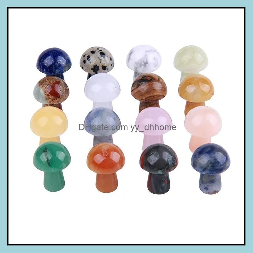 natural stone carved crystal mini mushroom healing reiki mineral statue white pink crystal ornament home decor gift mix colors