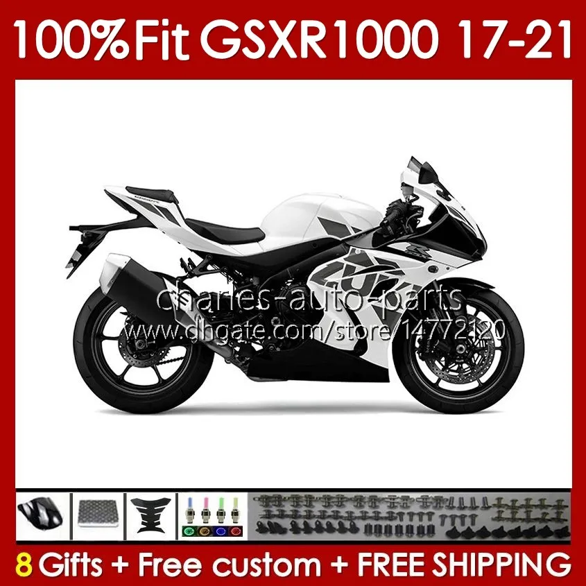 Injectie OEM Body voor Suzuki GSXR1000 K17 GSXR 1000 CC 2017 2018 2019 2020 2021 Carrosserie 146No.76 1000cc GSX-R1000 17-21 GSXR-1000 17 18 19 20 21 KUILINGS WIT ZWART