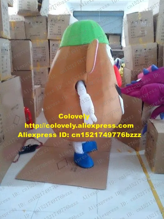 Mascot boneca traje vívido marrom mr.potato murphy spuds patata batata mascote traje mascotte com grandes orelhas rosa verde chapéu adulto no.447 grátis