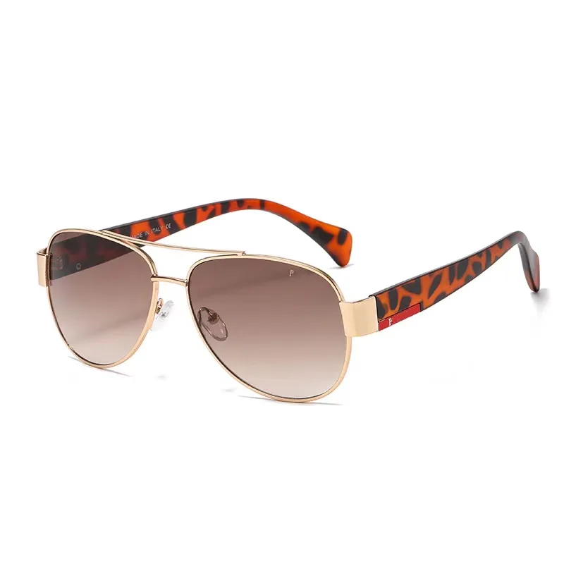 luxury designer sunglasses for men women mirror metal frame pilot sunglass classic vintage eyewear Anti-UV cycling driving 1pcs fashion sun glasses with case P2022