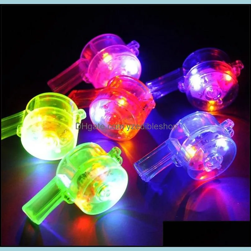 LED Light Up Flash Blinking Whistle Multi Color Kids Toys Ball Props Party Favors Festive Supplies Pure Color 1 15lh bb