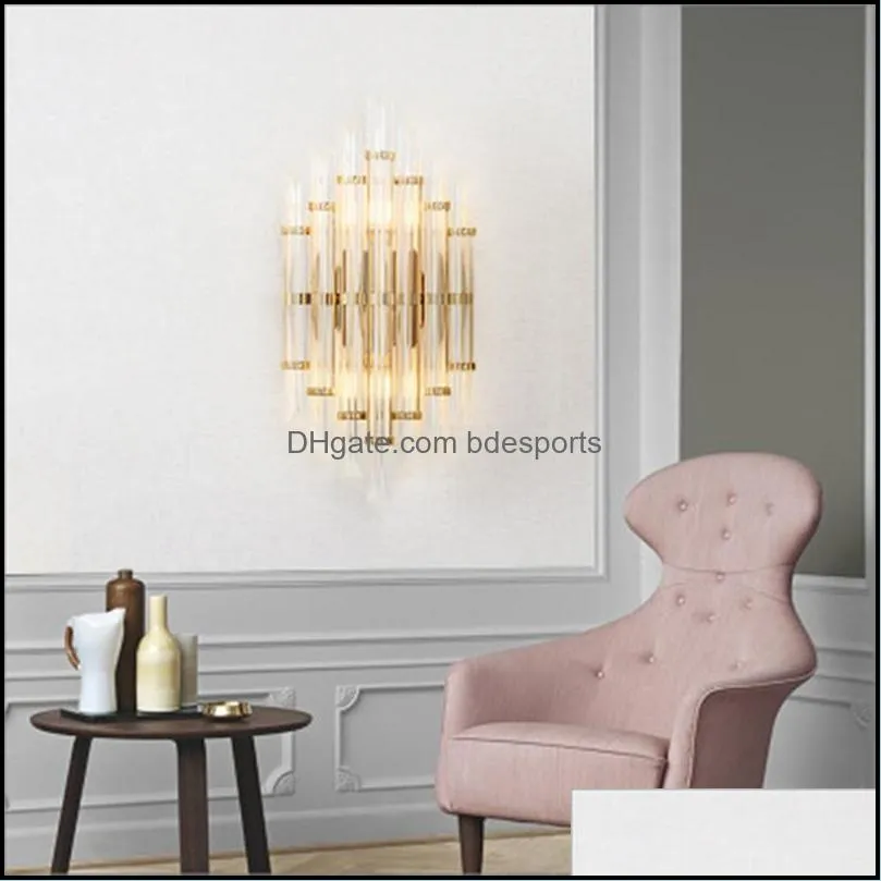 Modern Lustre Crystal Led Wall Lamp Gold Metal Bedroom Led Wall Lights Fixtures Living Room Light Corridor Sconce