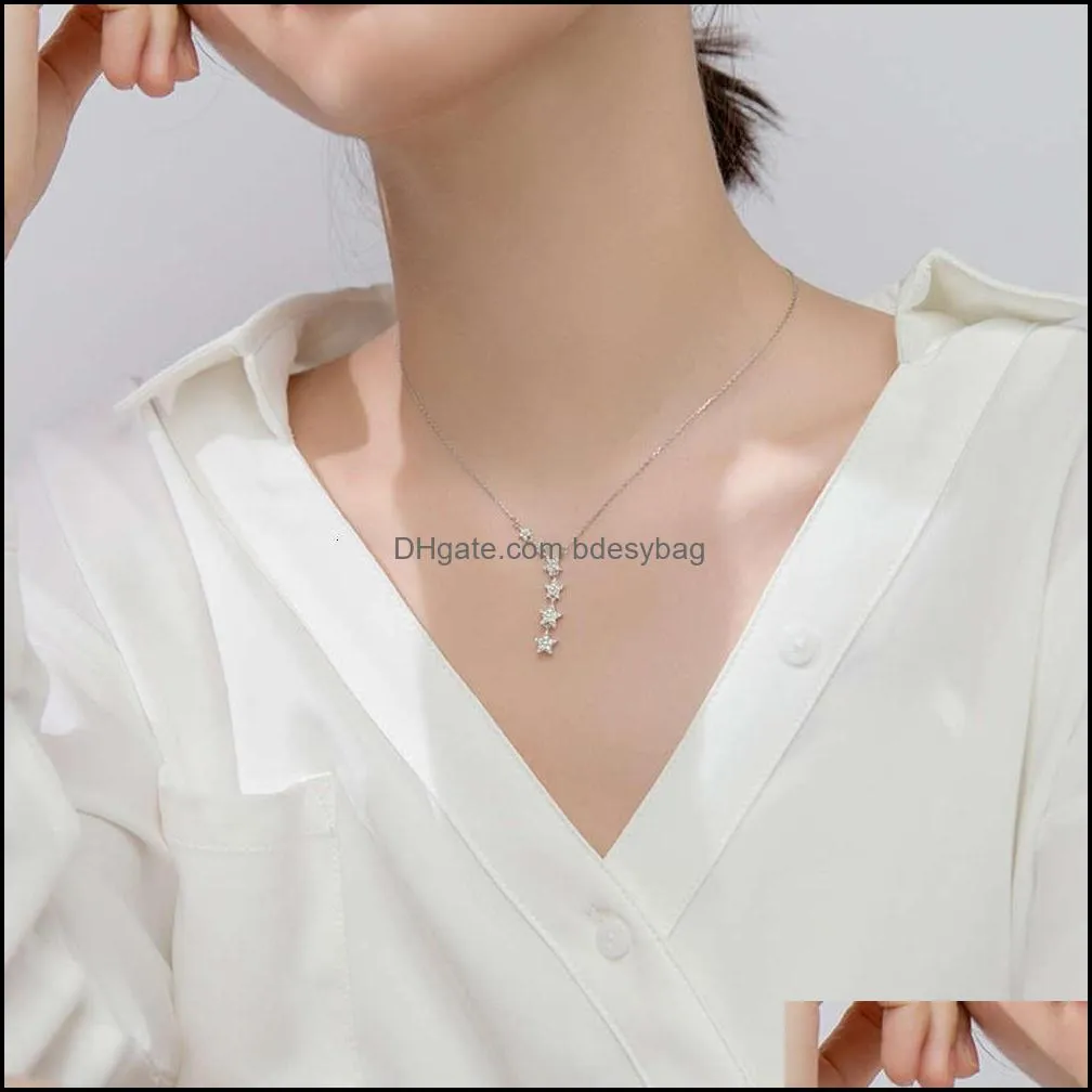 Twinkle Pentagramy Shape Hanger Chain for Women Star Moom Link Wedding Vacation Fine Jewelry