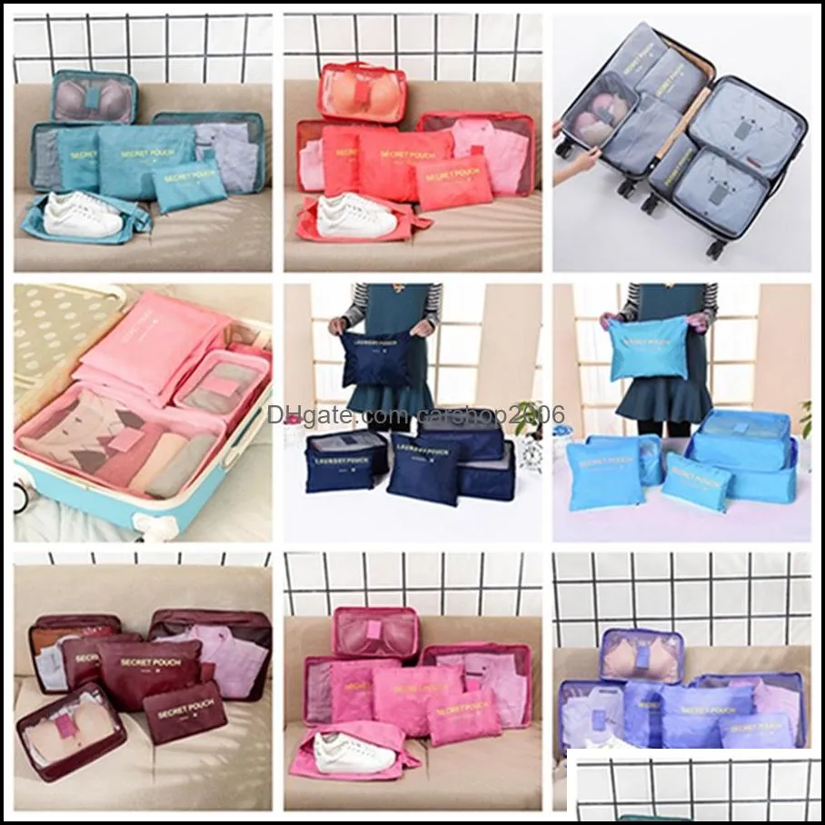 travel 7pcs set storage bag multi-function home waterproof clothes bag large capacity luggage finishing bags set with shoe bags dh0851
