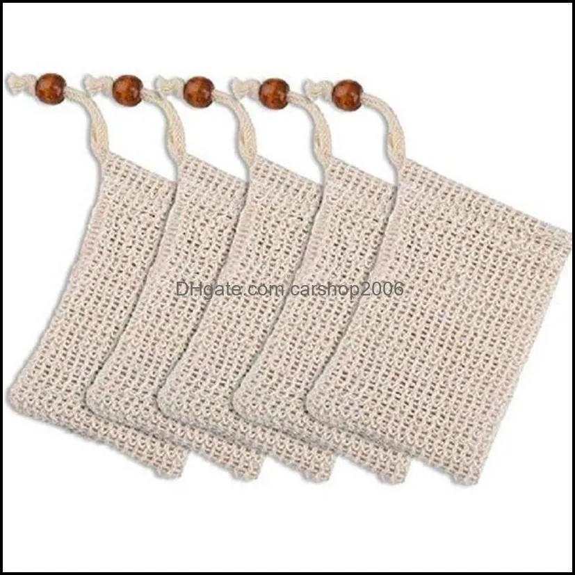 natural exfoliating mesh soap saver sisal saver bag pouch holder for shower bath foaming and drying pab12166