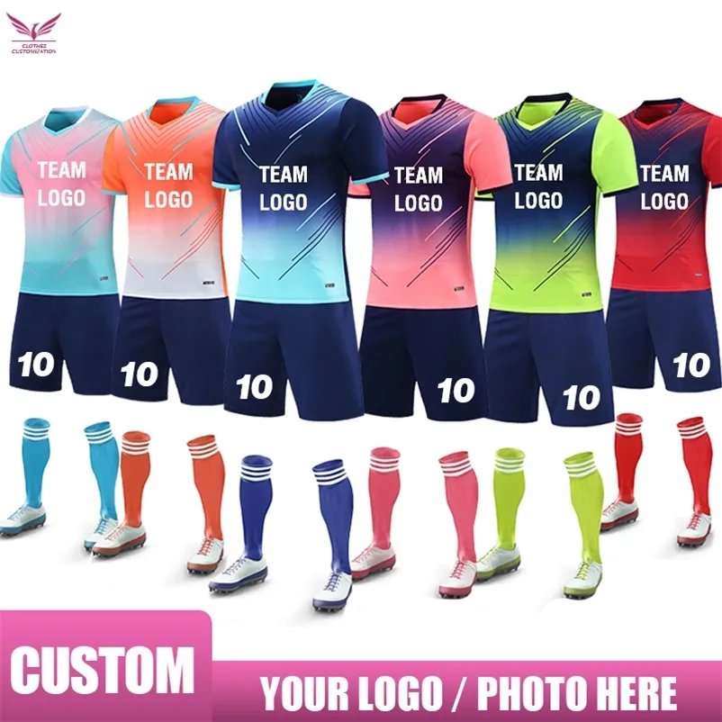 Kustom Tim Sepak Bola Pria Survêtement Kepribadian Kustomisasi Jersey Set Seragam Anakanak 220613