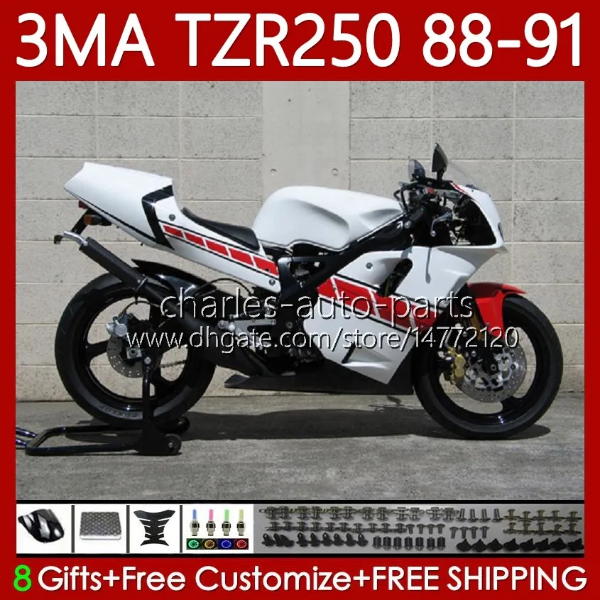 Bodys Kit för Yamaha TZR-250 TZR 250 TZR250 R RS RR 88-91 Bodywork 115No.28 YPVS 3MA TZR250R Röd vit ny 88 89 90 91 TZR250-R TZR250RR 1988 1989 1990 1991 Moto Fairings