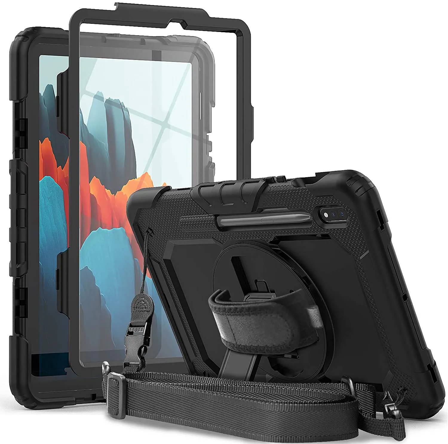 Étui de protection avec béquille rotative pour Samsung Galaxy Tab S7 FE 2021/S7 Plus 12,4 pouces (SM-T730/T733/T736/T738/T970/T975/T976/T978)