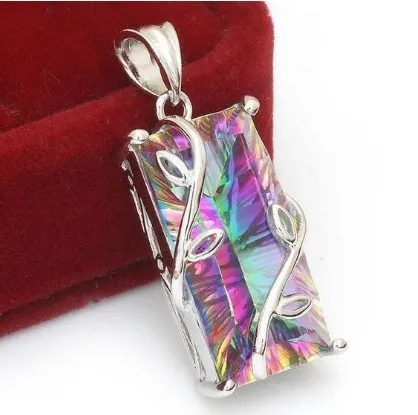 Fashion and exquisite forehead popular square color crystal leaf necklace go out to play gift jewelry pendant necklace