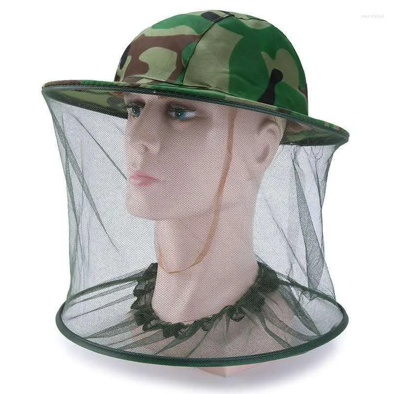 Bérets large bord extérieur moustique chapeau Camouflage châle Anti-moustique apiculture maille respirant chapeaubérets Wend22