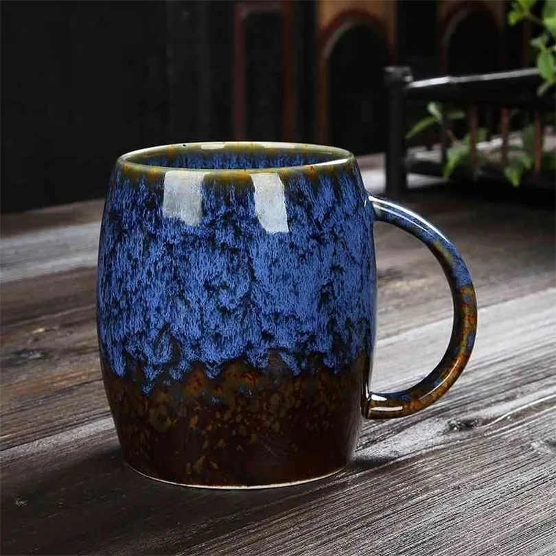 Tazza creativa Tazza in ceramica semplice di grande capacità Coppia Tazza da caffè in stile giapponese Tazza da bere cotta al forno 460ML 210409