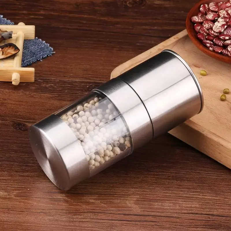 Manual Pepper Mill Salt Shakers One-handed Pepper Grinder Stainless Steel Spice Sauce Grinders Stick Kitchen Tools