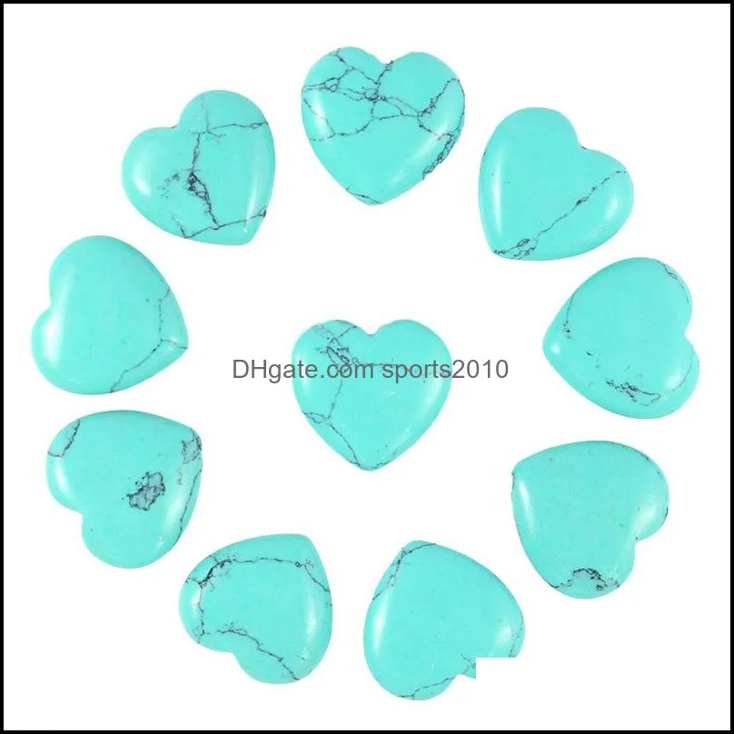 20mm*6mm heart ornaments natural rose quartz turquoise stone naked stones decoration hand play handle pieces accessories sports2010