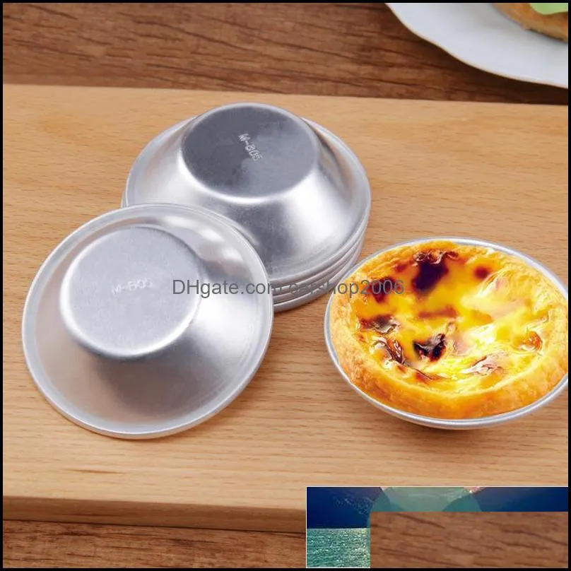 Aluminum Alloy Egg Tart Molds Round Shape Cupcake Mini Pie Baking Molds Reusable Muffin Baking Cups Cake Cookie Bakeware 10pcs