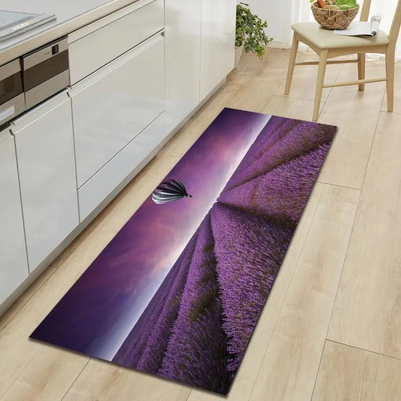 Carpets Lavender Flower Sea Air Balloon Pattern Printed Rectangular Felt Rugs Bedroom Rug All Kitchen And Home Decorations Floor MatCarpets
