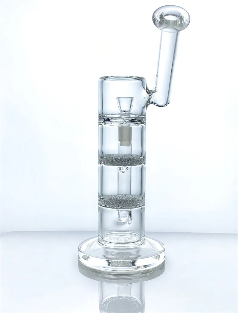 Hoge kwaliteit Bong Glass Hookah Smoke met twee sinterende schijven en turbo perc titanium nagel kwarts staaf kom zijpan boor GB-444-1