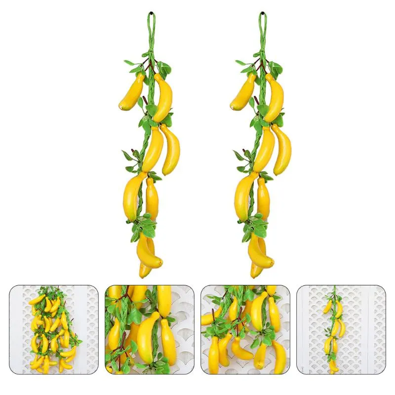 Party Decoration Banana Fruit Artificial Fake Pography Kitchen Play Preteny Mini Model Props Cognitive Realistic Yellow Kids Faux StringPart