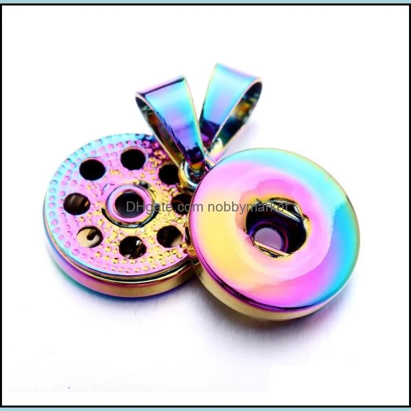 Lots styles Snap Button Jewelry Dazzle Color Plating Pendant Fit 18mm Snaps Buttons Necklace for Women Men Noosa P0037