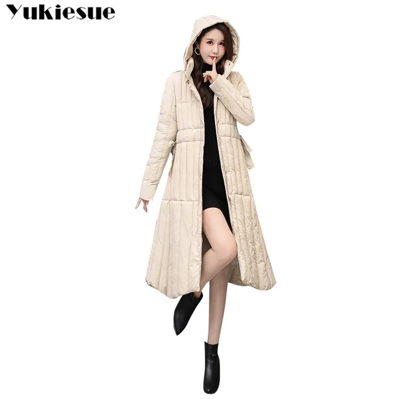 외부웨어 따뜻한 겨울 후드 여성 파카 라이너 자켓 플러스 벨벳 두꺼운 면화 코트 암컷 긴 재킷 플러스 크기 S XL 210412