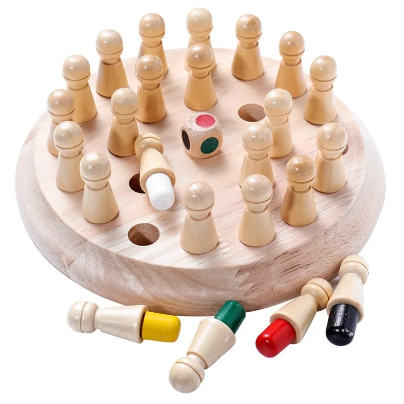 Kids Wooden Memory Match Game & Chess Set - Fun Educational Toy ...