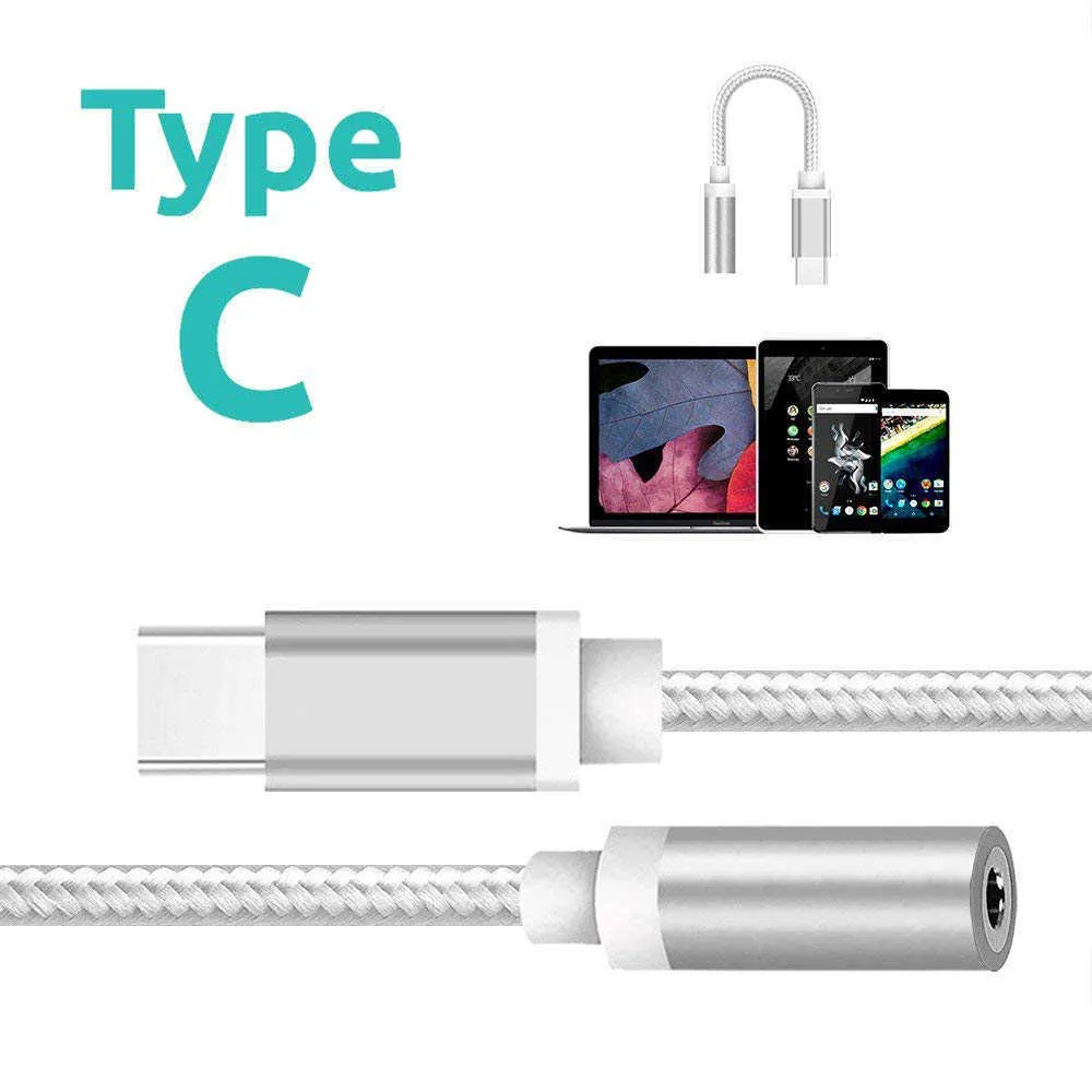 Cble USB Type C Jack vers 3.5mm Pour Couteurs Adaptateur D'outeurs Cble Audio Cordon Pour Ordinateur Portable Tlphone Intelligent