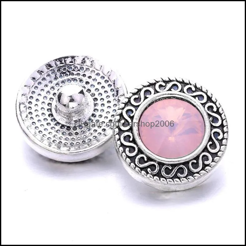 colorful silver color snap button charms flower women jewelry findings pet loved rhinestone 18mm metal snaps buttons diy bracelet jewellery