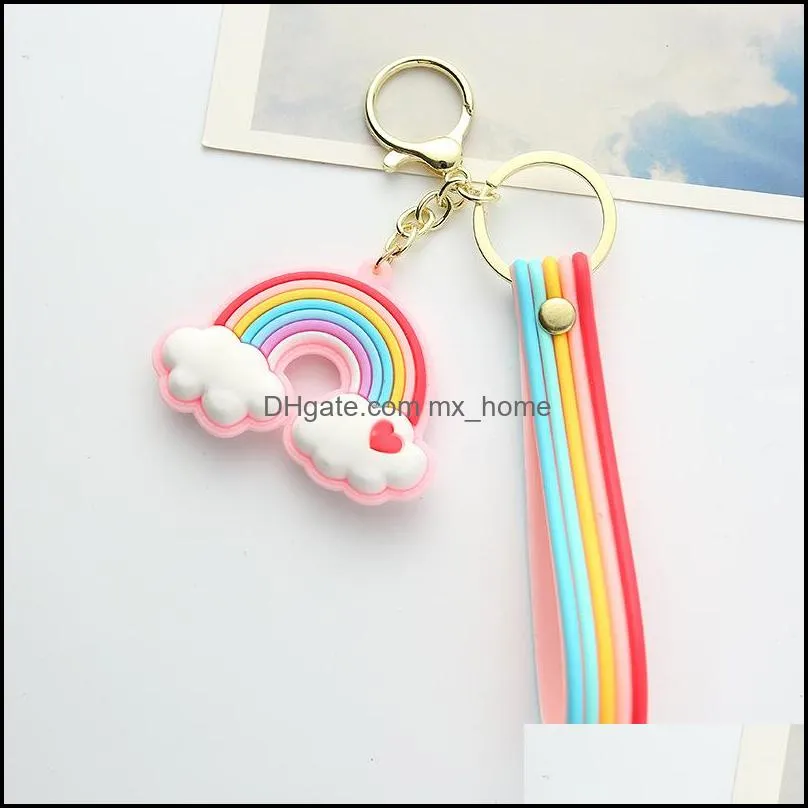 silicone keyring for women cute shell rainbow keychain charms colorful bell keychain car accessories jewelry