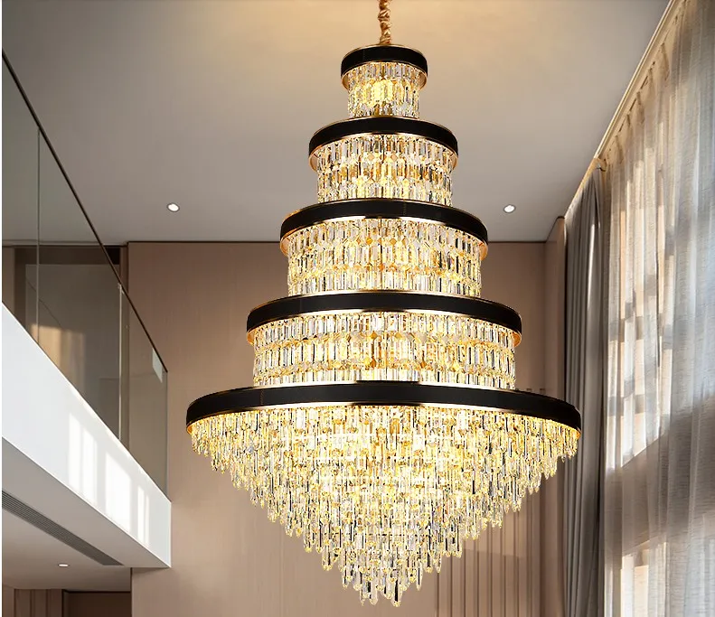 LED moderne K9 lustres en cristal luminaires grand long américain luxueux lustre maison hall escalier façon LOFT éclairage intérieur
