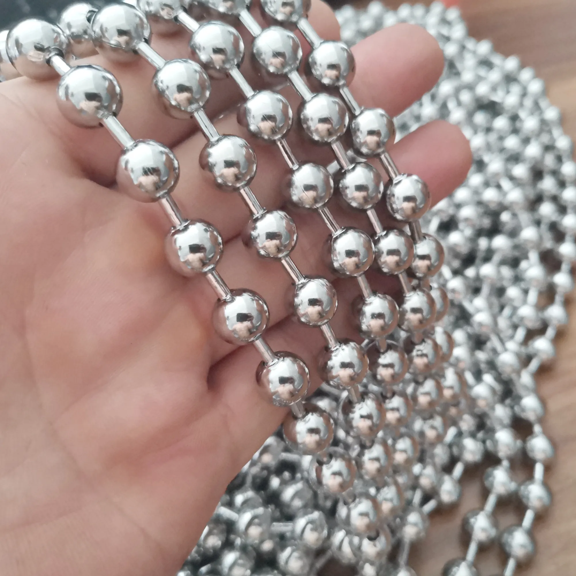 3Meter Lot Shiny Smooth Ball Chain Stainless Steel Large 6mm/8mm/10mm Beads Chain Jewelry Findings Marking DIY Silver