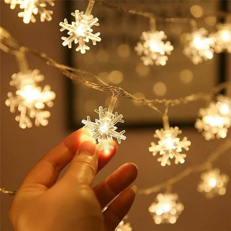Strings Snowflake Star Ball LED String Lights Fairy Garlands 80/40/20LEDS Garden Street Lamp Christmas Tree Decorations År gåvor