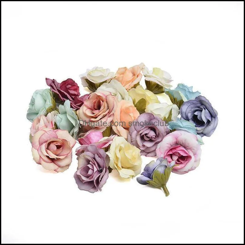 ローズヘッドの模造の花の偽絹布diyの背景の装飾窓のドロップデリバリー2021装飾的な花ホームデコEl Spardie