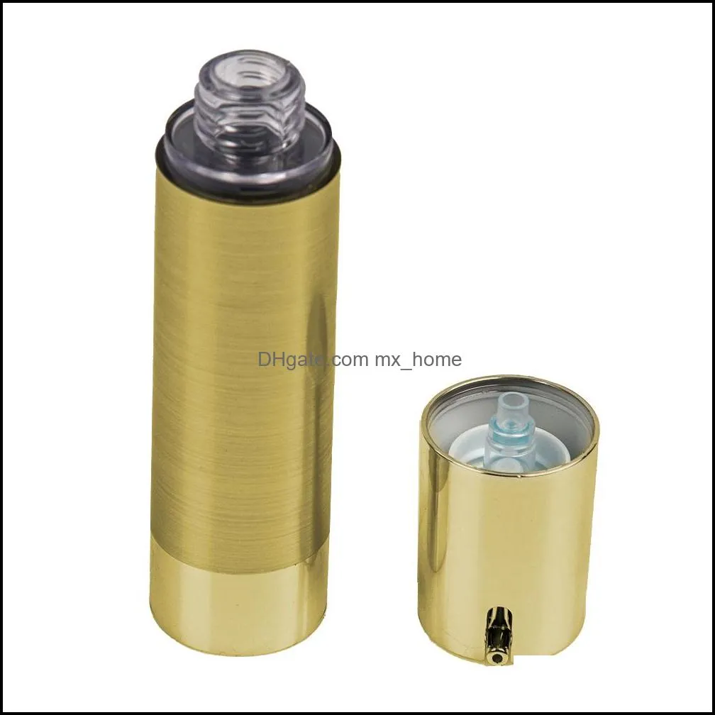 15ml 30ml 50ml Gold/silver Empty Cosmetic Airless Bottle Portable Refillable Pump Dispenser Bottles For Travel Lotion