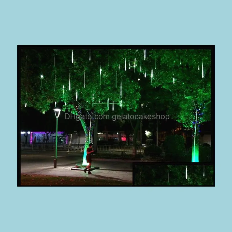 8PCS/Set 30cm LED Snowfall LED Strip Light Christmas lights Meteor Shower Falling Star Rain Drop Icicle Snow Fall Xmas Fairy Light