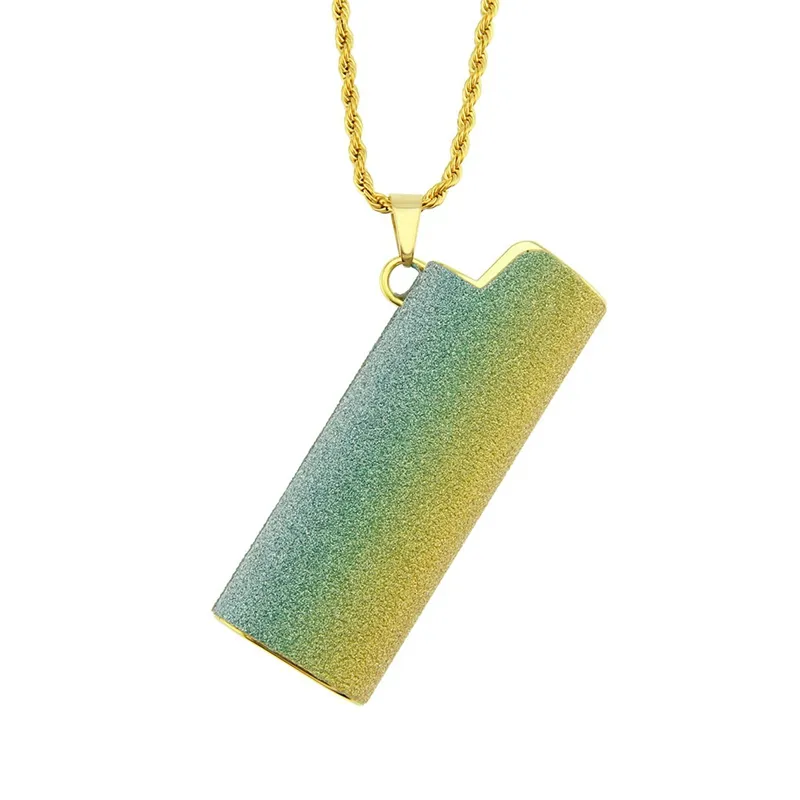 Smoking Rainbow Colorful Necklace Pendant Holster Lighter Shell Sleeve Protective Case Skin Portable Holder Herb Tobacco Cigarette Bong Tool High Quality DHL Free