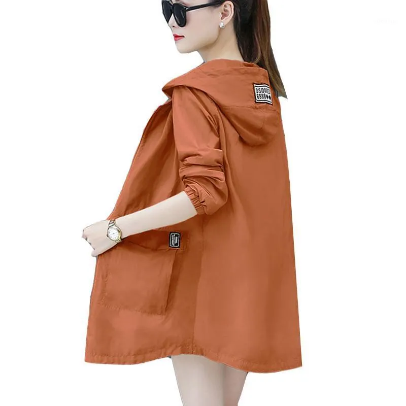 Giacche da donna 2022 Autunno femmina giacca da donna con cappuccio con cappuccio con cappuccio a vento femminile outwear zipper sciolti plus 4xl