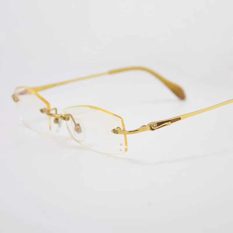 Mode lunettes de soleil cadres raffinés dames lunettes myopie pur titane sans monture diamant coupe lunettes mode