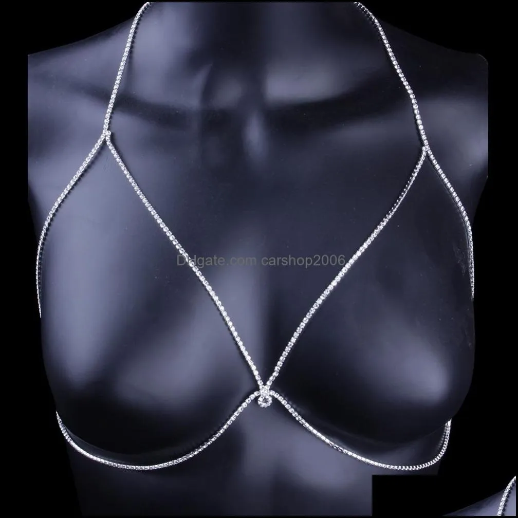Sexy Rhinestone Bra Chain Beach Jewelry Body Shiny Crystal Chest Harness Bikini Body Jewellery