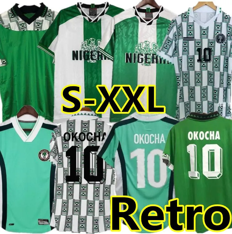 1994 Okocha Nigeria Retro fotbollströjor Kanu Finidi Nwogu Futbol Kit Vintage fotbollströjor Klassisk skjorta 1996 1998