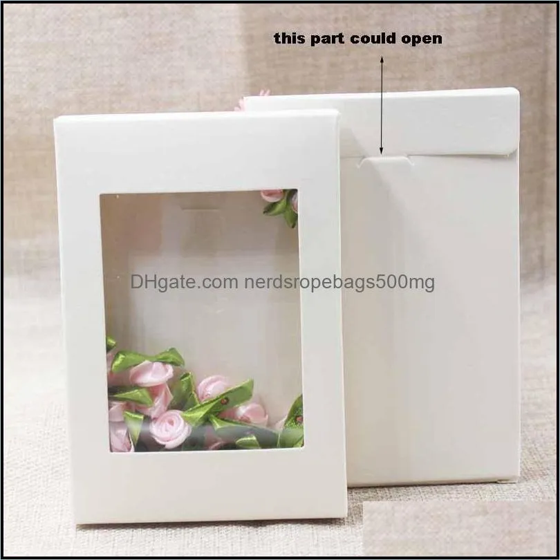 White Black Kraft Paper Box Window Gift Boxes Cake Packaging Wedding Birthday Gifts Package with PVC 86 G2