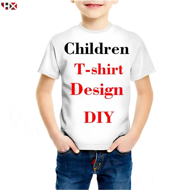 DIYパーソナライズされたデザインチルドレンS Tシャツ3DプリントP Oアニメ動物ユニコーンサメTシャツ男の子カジュアルTシャツTEE 220704