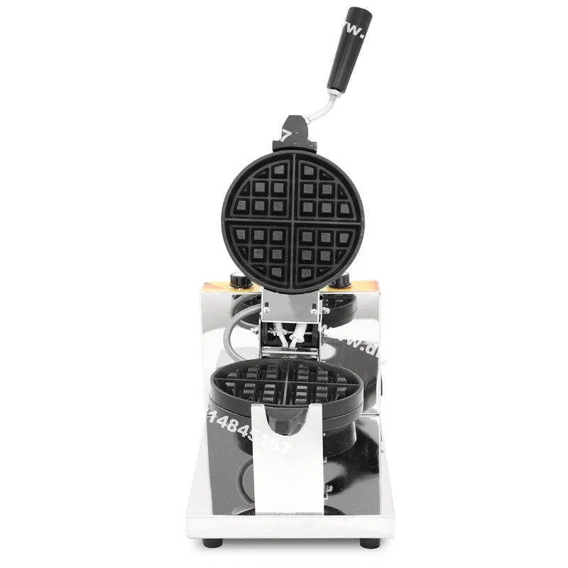 Kommersiell användning Nonstick 110V 220V Electric Rotating Belgian Waffle Maker Baker Machine Järn