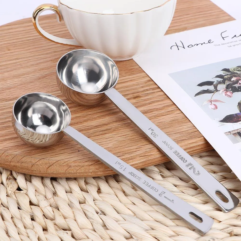 15ml 30ml Multifunctionx Coffee Scoop Measuring Scoop Spoon Cup Ground Stainless Steel Coffee Tablespoon Measuring Spoon H jllfxJ