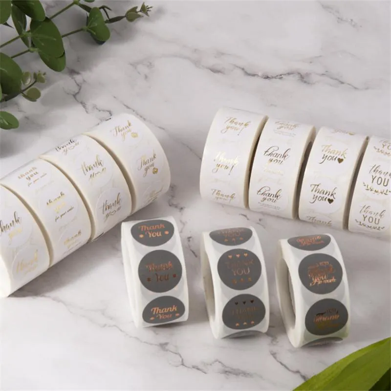 Gift Wrap 350/500Pcs Gold Foil Thank You Stickers Round Adhesive Label For Business Packaging Envelope Seal Wedding DecorGift