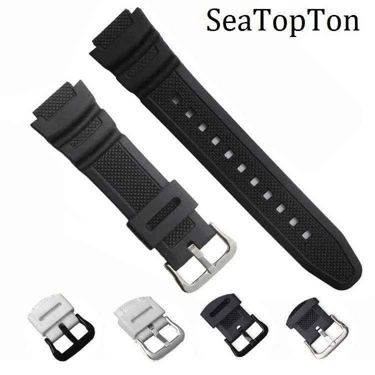 Cinturino Sile nero da 18 mm per Casio AE-0w AQ-S810W SGW-400H SGW-300H Cinturino in gomma con fibbia ad ardiglione Cinturino da polso G220420