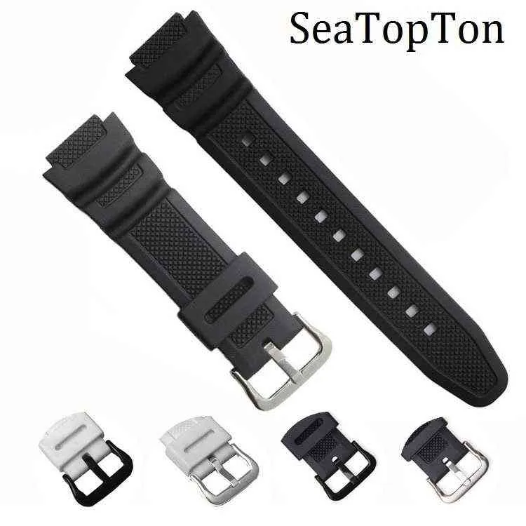 18mm Black Sile Strap for Casio AE-0w AQ-S810W SGW-400H SGW-300H Rubber band Pin Buckle Strap Wrist Bracelet G220420